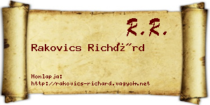 Rakovics Richárd névjegykártya