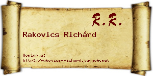 Rakovics Richárd névjegykártya