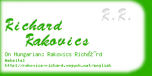 richard rakovics business card